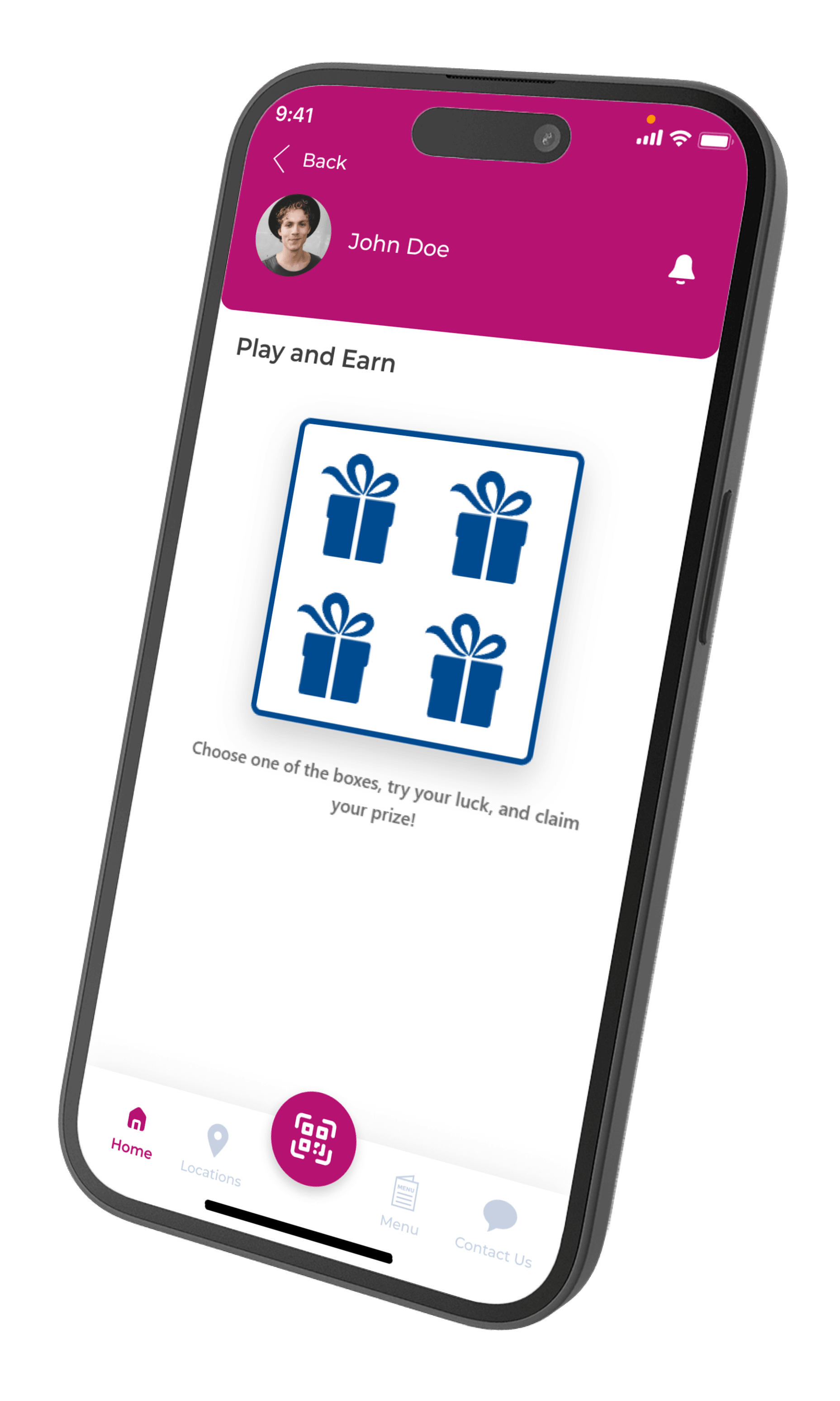 Letstamp pick-a-box gamification campaign inside the customer app