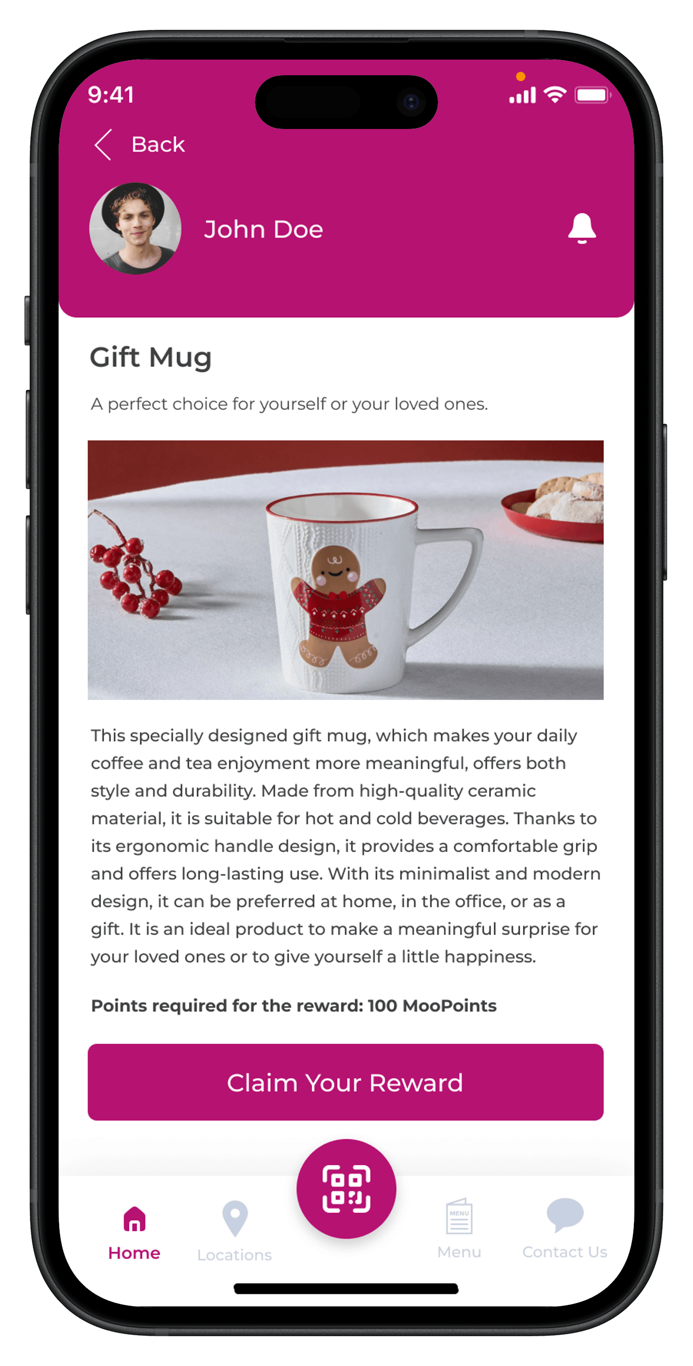 Letstamp catalog product detail page with image, points and reward request button