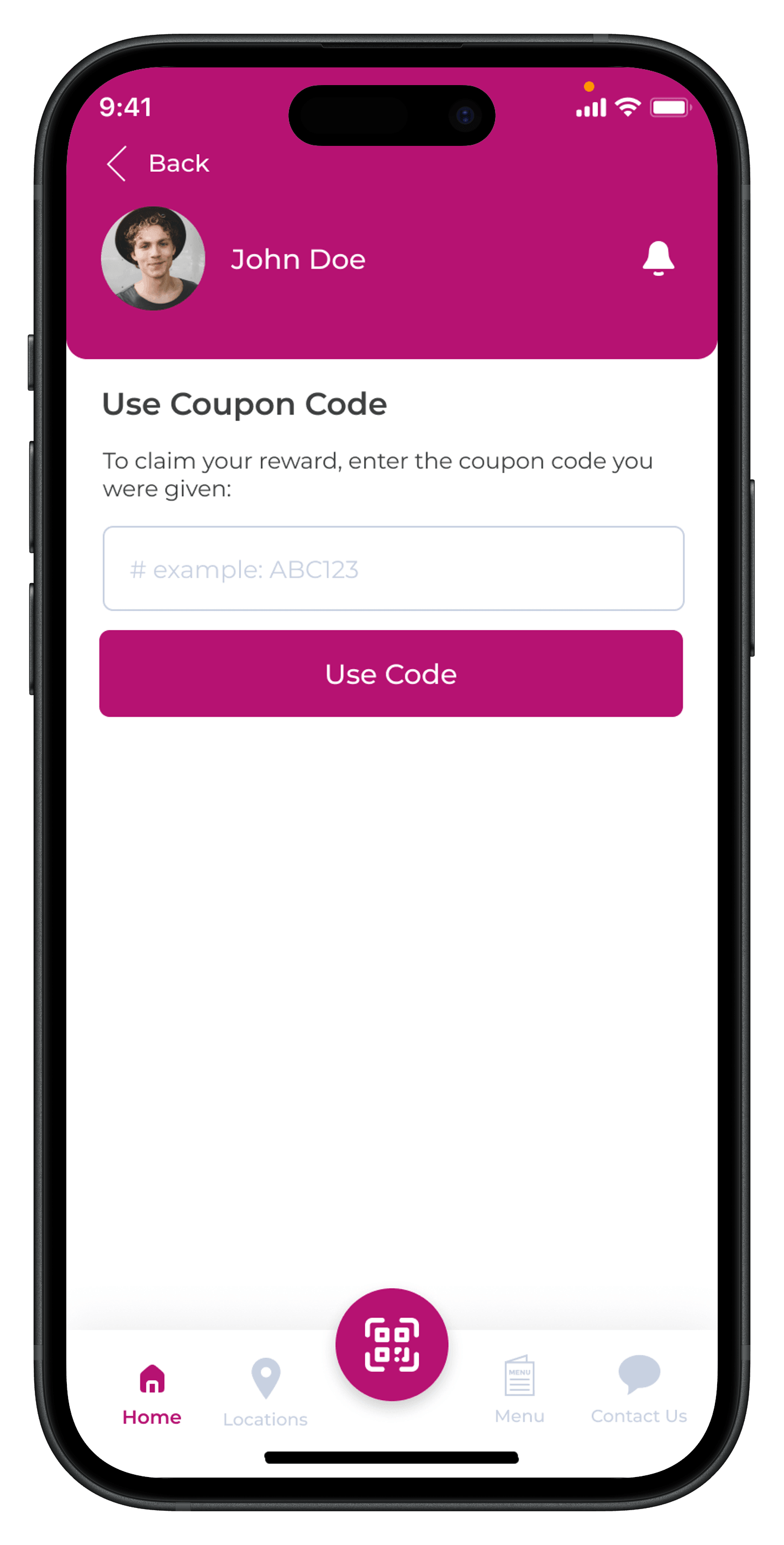 Coupon reward screen displayed inside the Letstamp mobile application