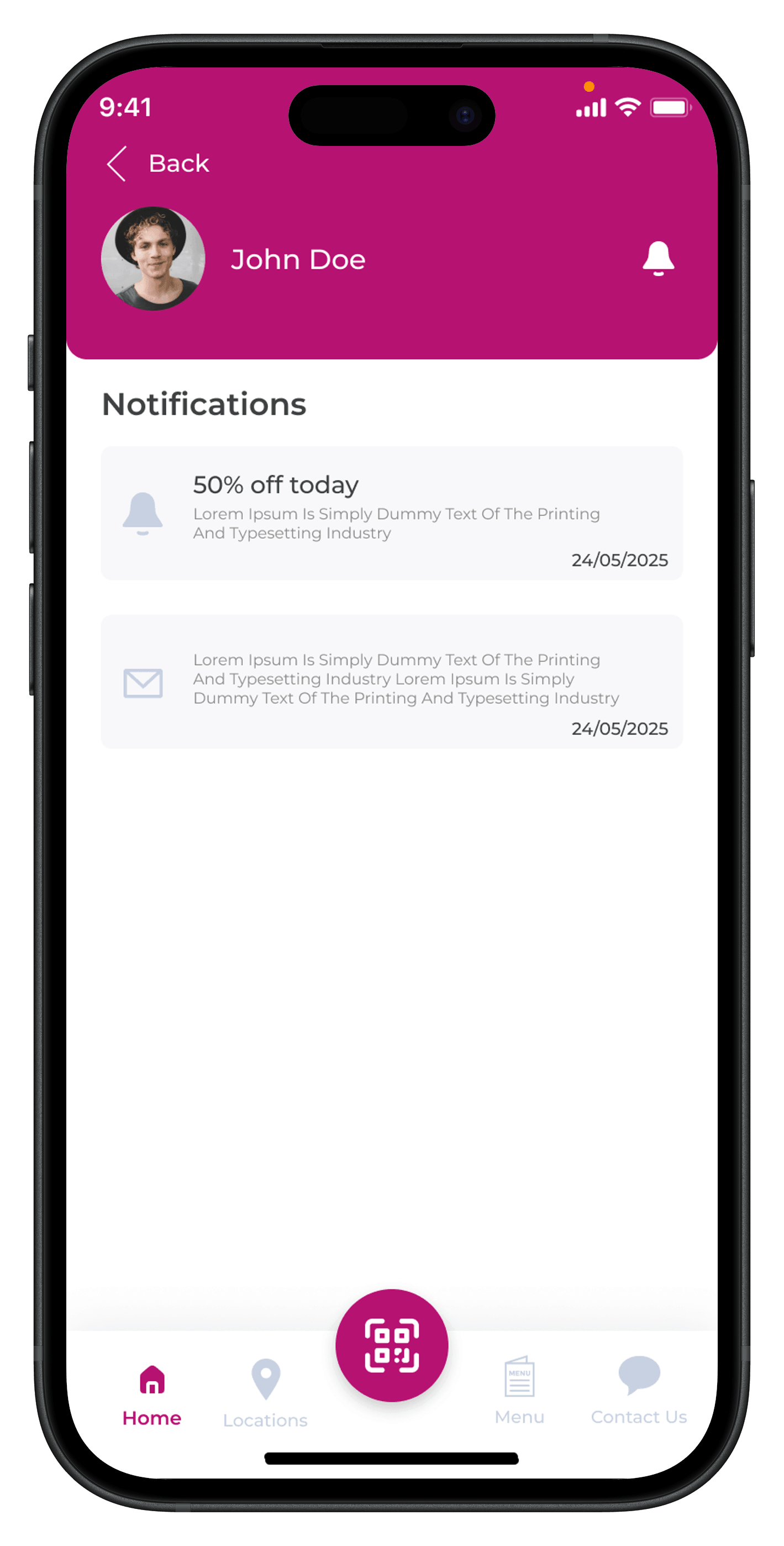 Letstamp notifications page