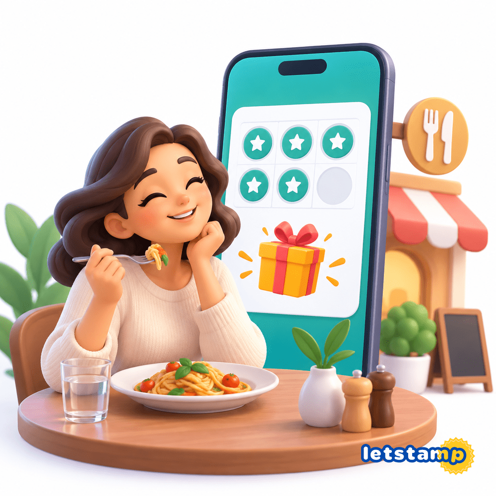 Digital restaurant loyalty stamp card in the Letstamp mobile app
