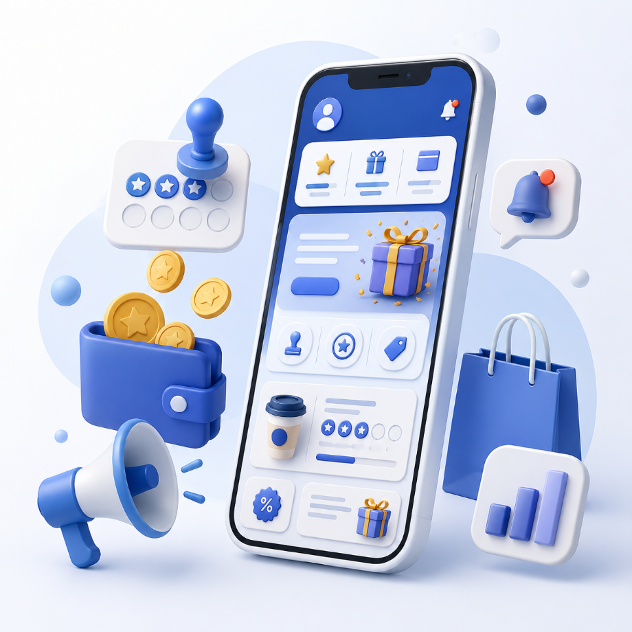 Startbildschirm einer mobilen Loyalty-App mit eigenem Branding