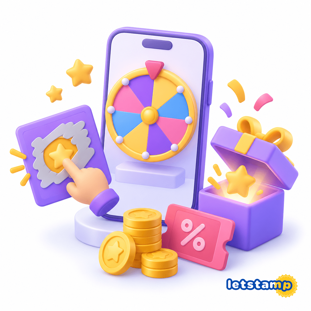 Letstamp Lucky Wheel gamification campaign on a mobile loyalty app